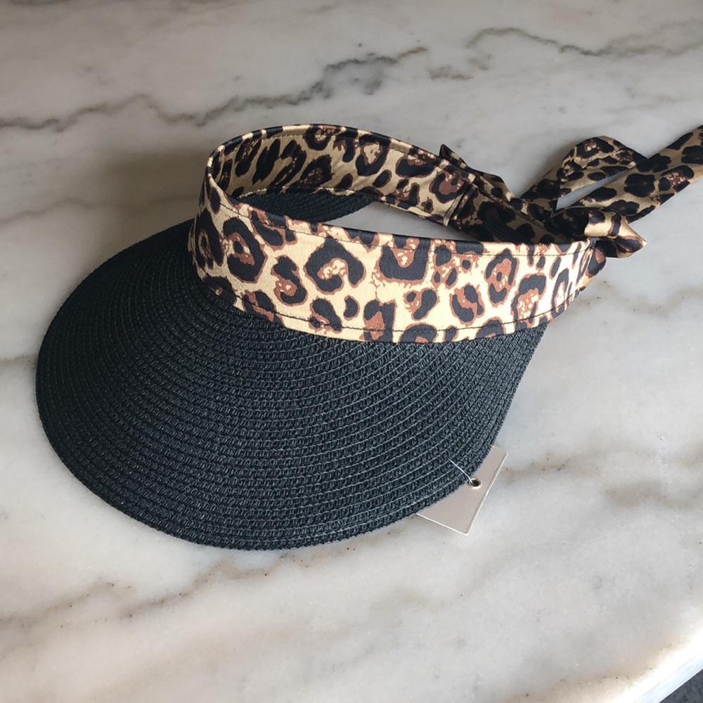 Leopard Straw Visor hat